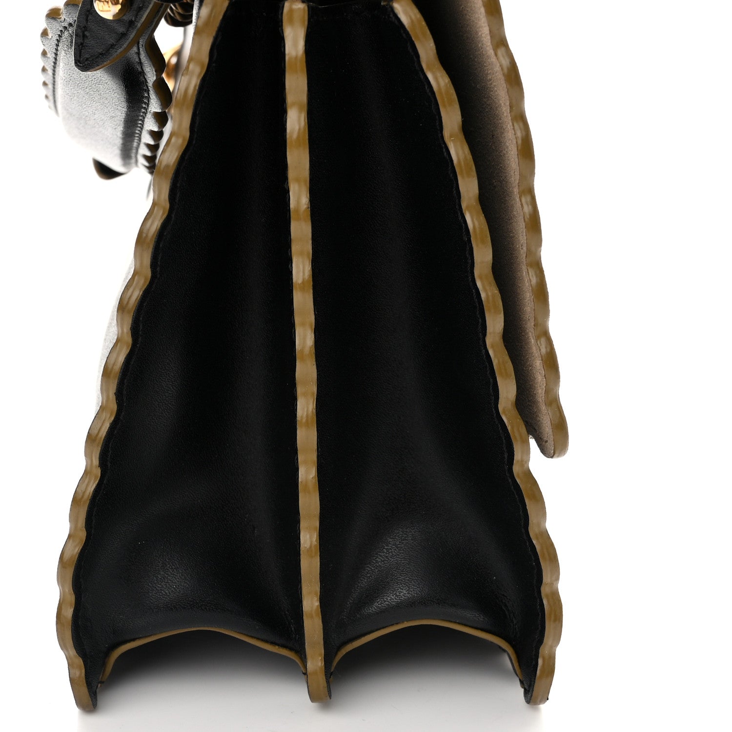 Fendi Vitello Liberty Scalloped Studded Small Kan I Shoulder Bag Black 12 of 13