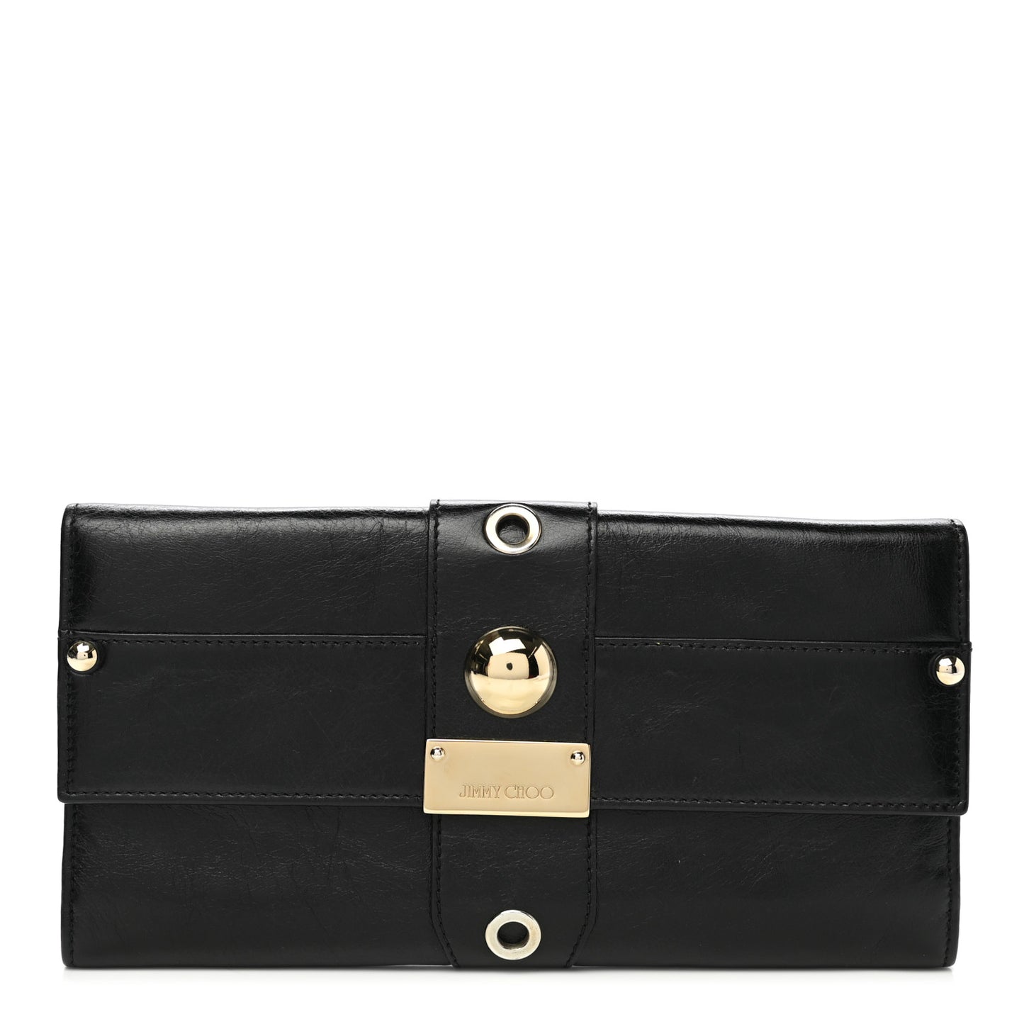Calfskin Studded Reese Clutch Wallet Black