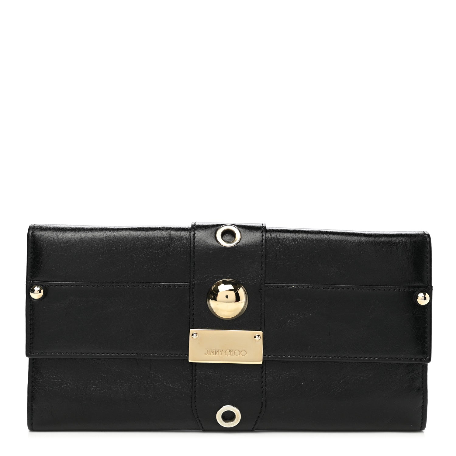 Jimmy Choo Calfskin Studded Reese Clutch Wallet Black 1 of 8