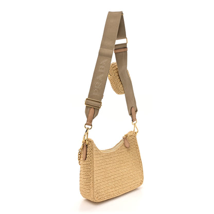 Prada Yarn Raffia Effect Crochet Re-Edition 2005 Shoulder Bag Naturale 3 of 10