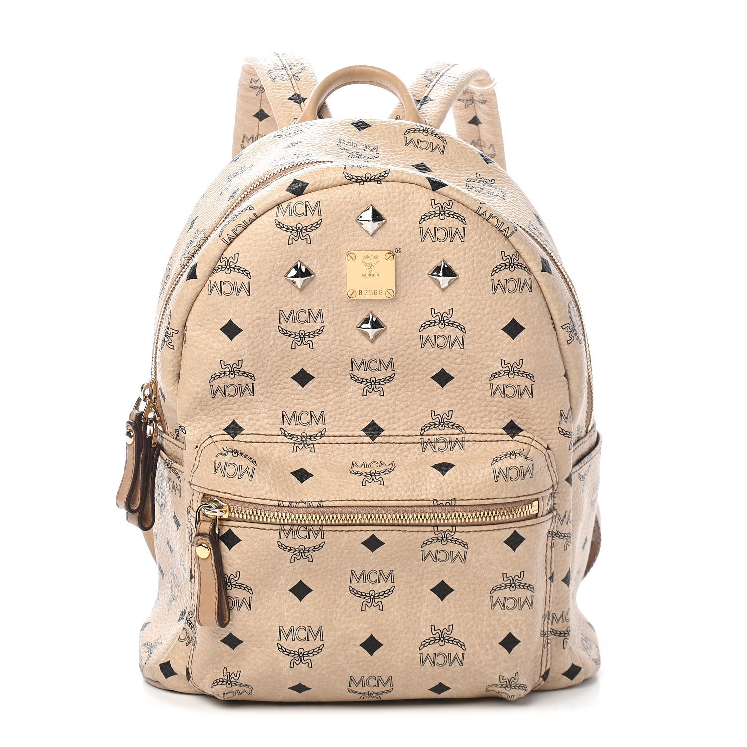MCM Visetos Medium Studded Stark Backpack Beige 1 of 10