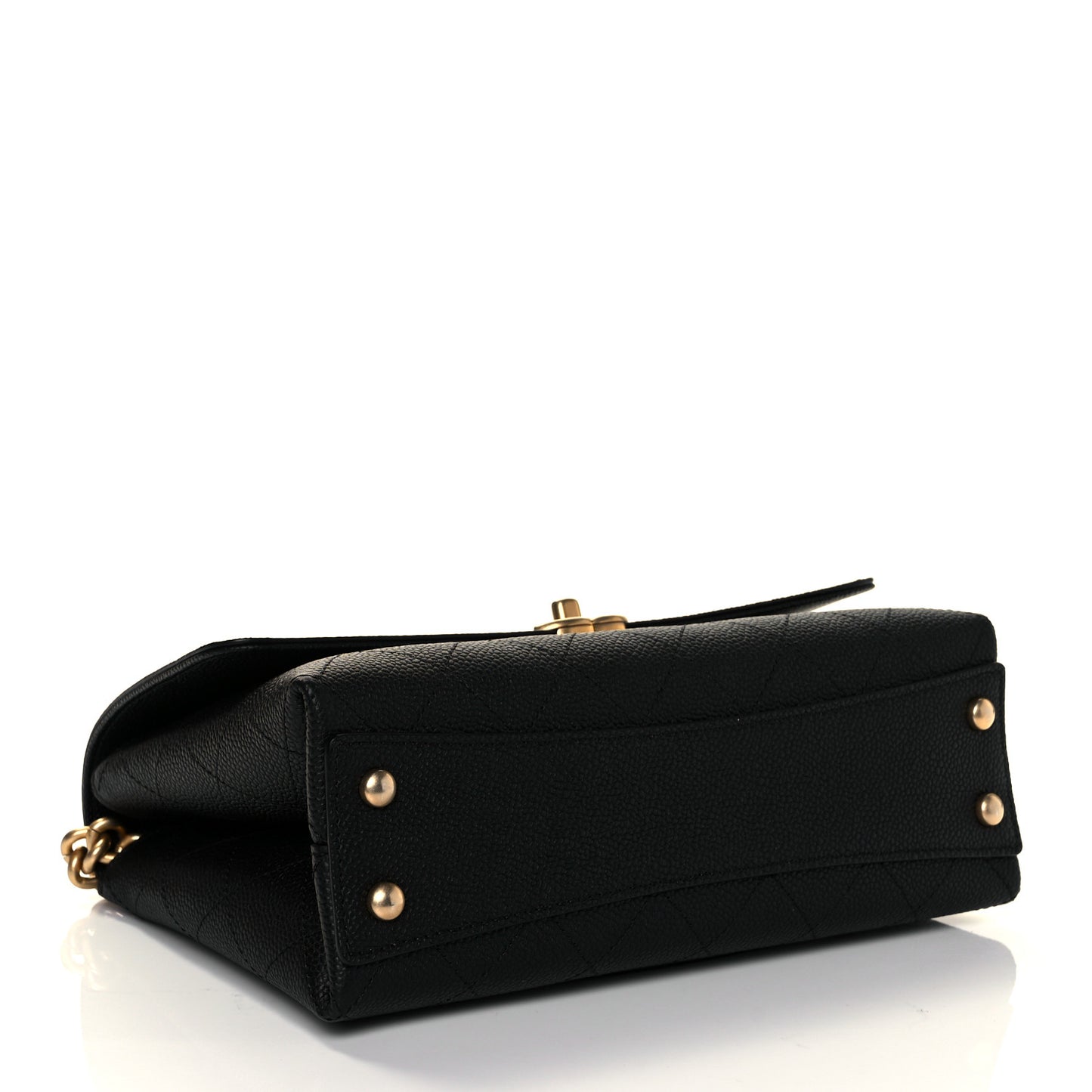 Grained Calfskin Small Stitched Flap Black