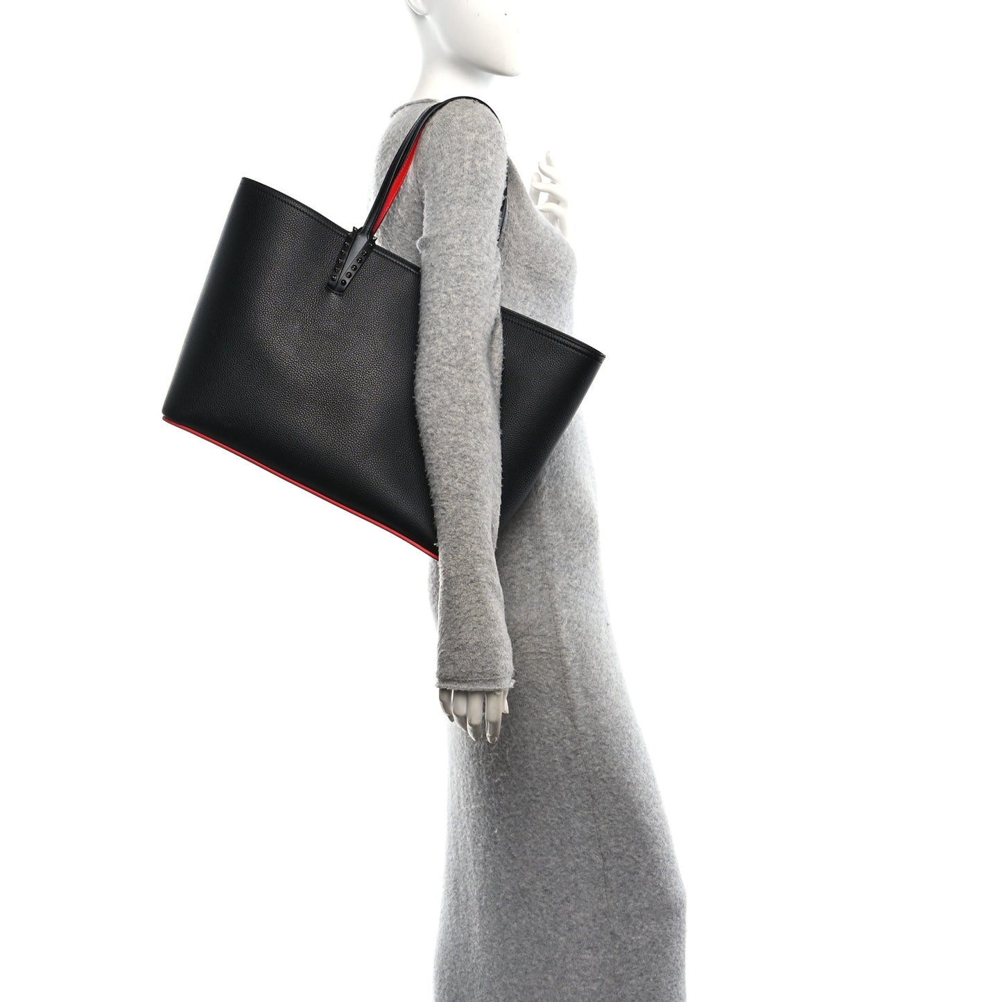 Calfskin Empire Spikes East West Cabata Tote Black