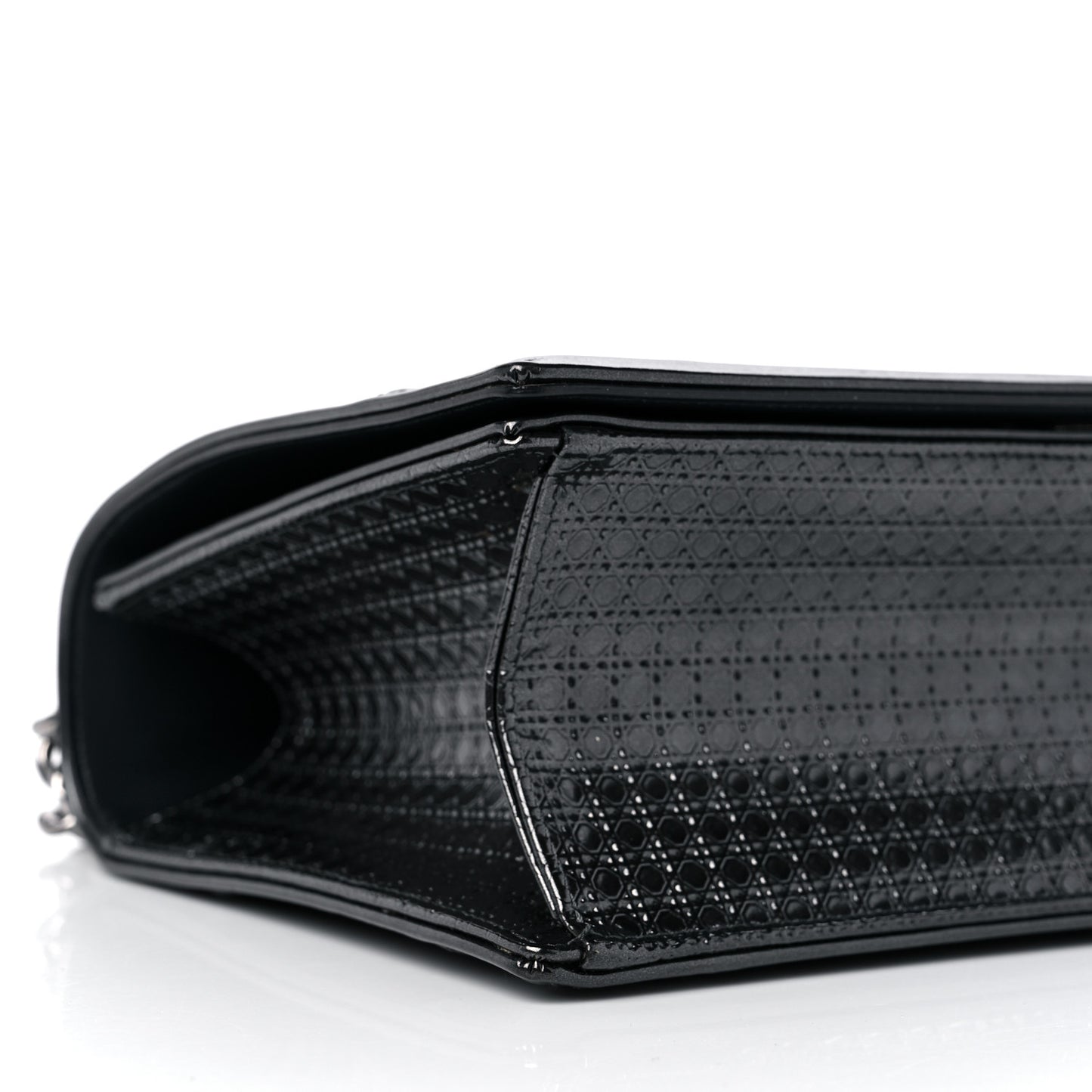 Metallic Patent Micro-Cannage Medium Diorama Flap Bag Onyx Black