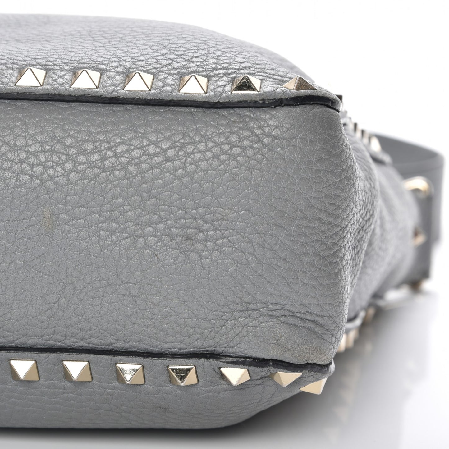 Pebbled Calfskin Small Rockstud Flip-Lock Messenger Bag Light Stone