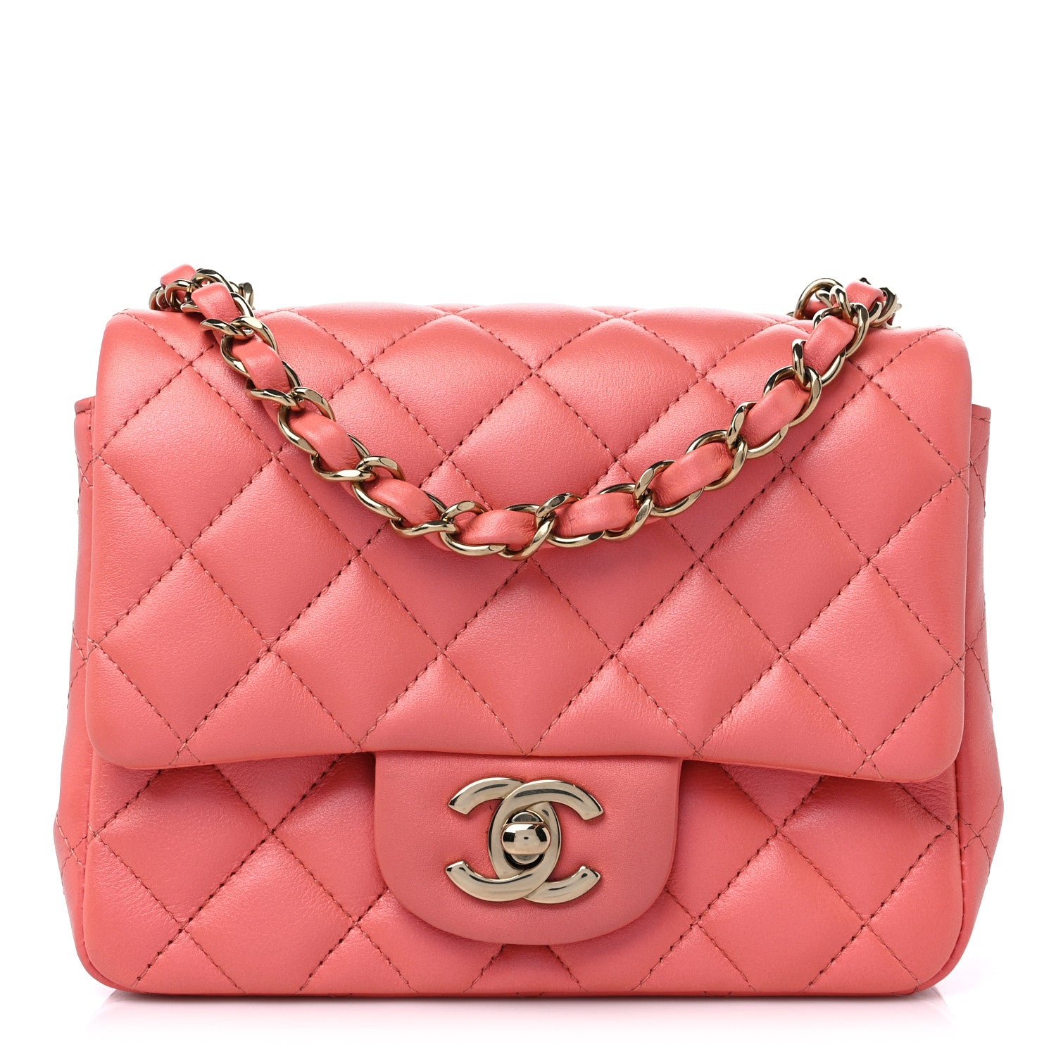 Chanel Lambskin Quilted Mini Square Flap Pink 1 of 9