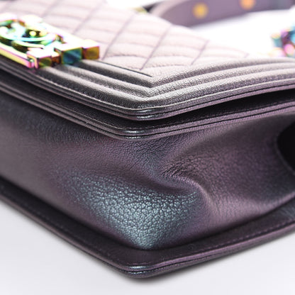 Chanel Iridescent Goatskin Quilted Small Boy Flap Purple 9 of 11