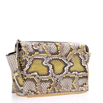 Celine Python Painted Tri-Fold Clutch on Chain Yellow 3 of 6