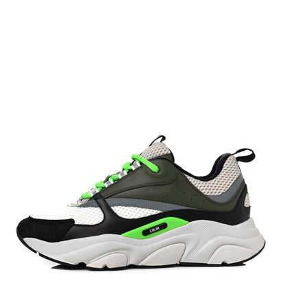 Christian Dior Technical Mesh Calfskin Mens B22 Sneakers 41 Olive Green Black Grey White 1 of 7