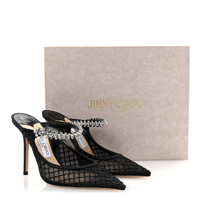 Jimmy Choo Glitter Checker Board Mesh Crystal Bing 100 Pumps 39 Black 9 of 9