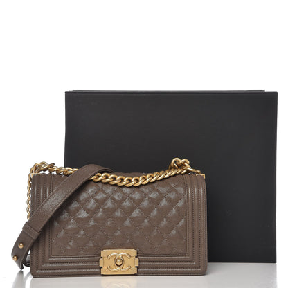 Chanel Caviar Quilted Medium Boy Flap Khaki 8 of 8