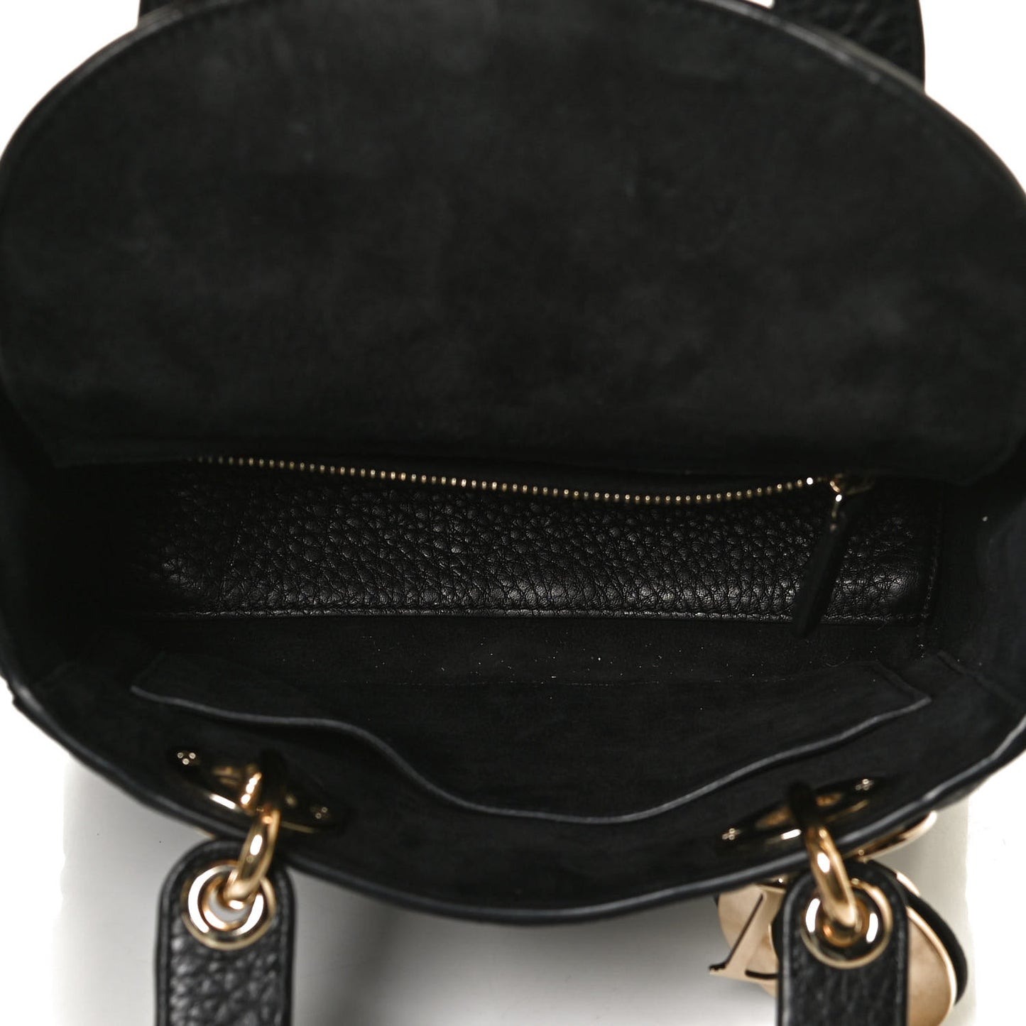 Grained Calfskin Cannage Small Supple Lady Dior Black