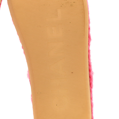 Chanel Cord Lambskin Quilted Logo Sandals 40 Pink 9 of 12
