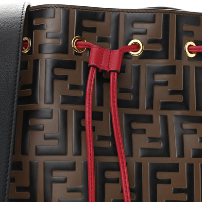 Fendi Vitello Grace F is Fendi Bi-Color FF 1974 Embossed Grande Mon Tresor Bucket Bag Maya Black Fragola 8 of 10