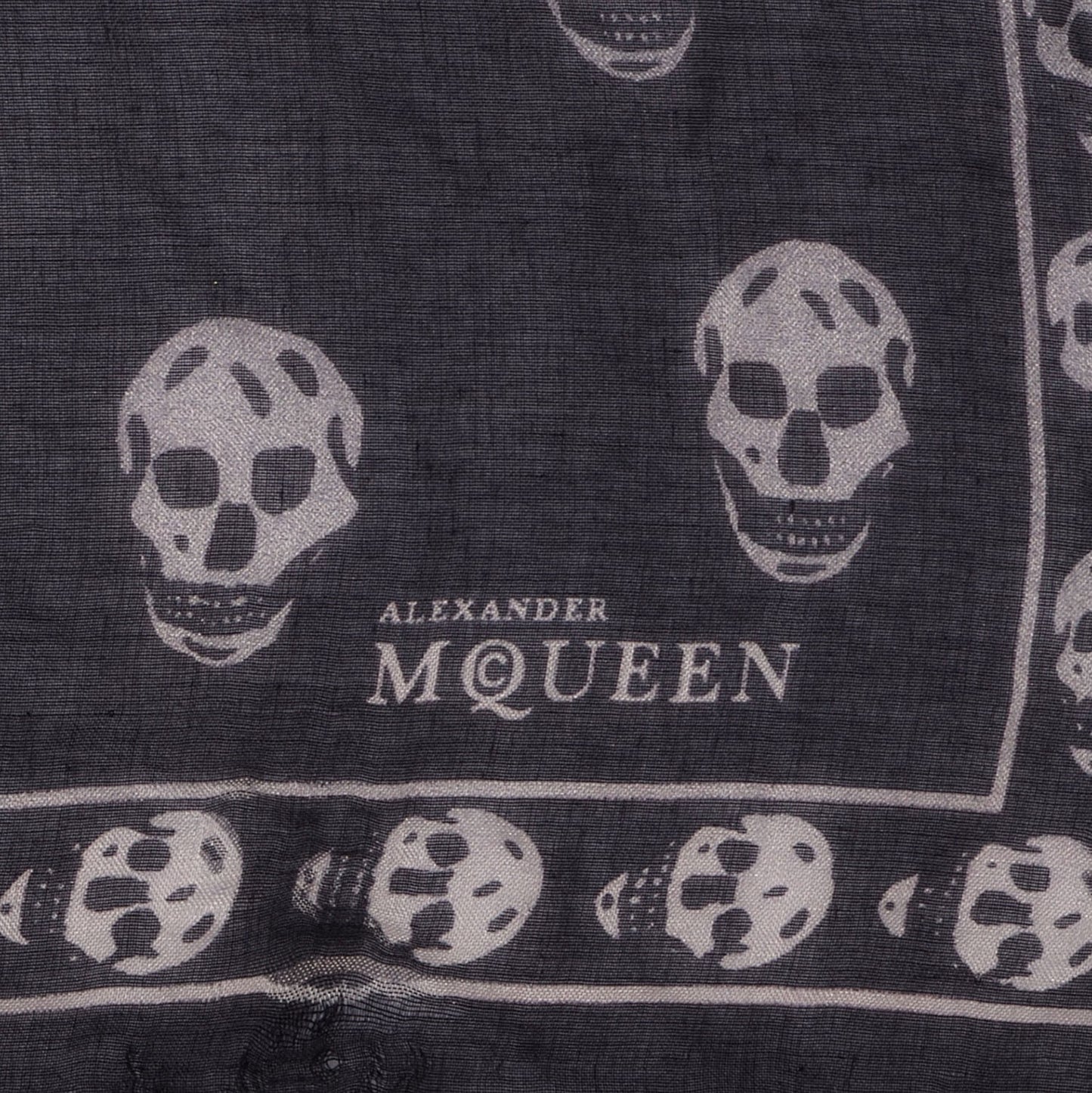 Silk Chiffon Degrade Skull Scarf Black White