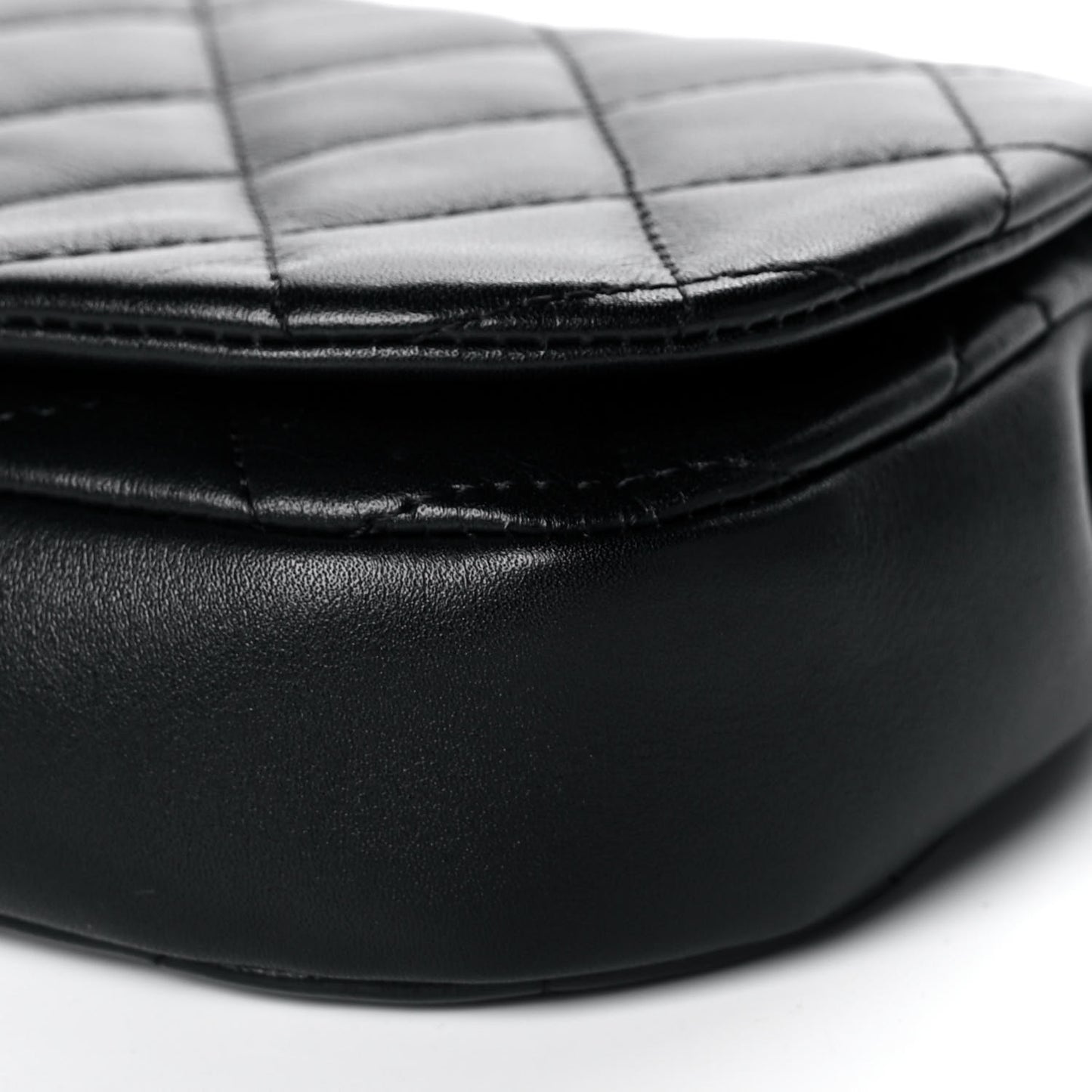 Calfskin Quilted Coco Mail Clutch With Chain Black