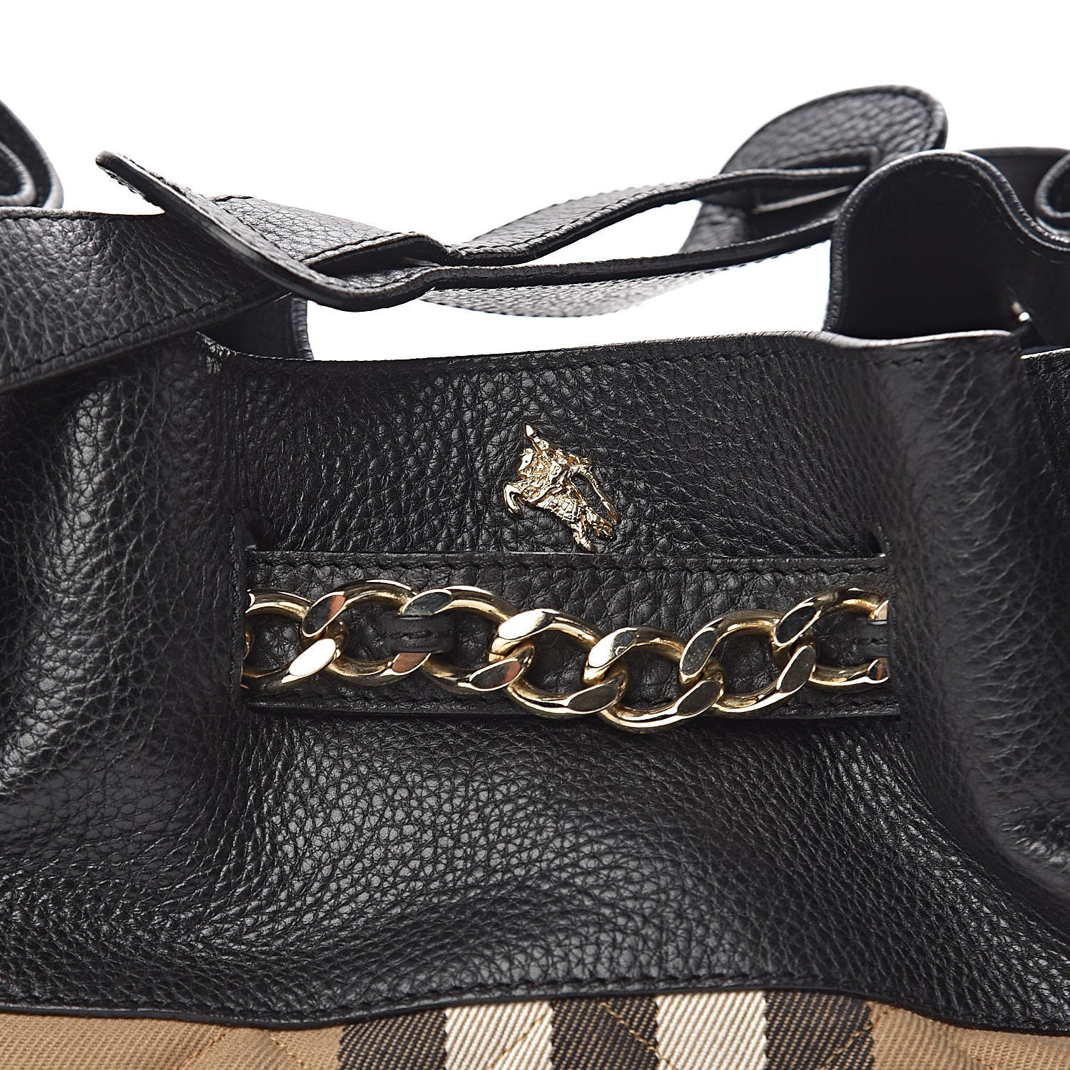 Burberry Grainy Calfskin House Check Margaret Bag Black 11 of 11