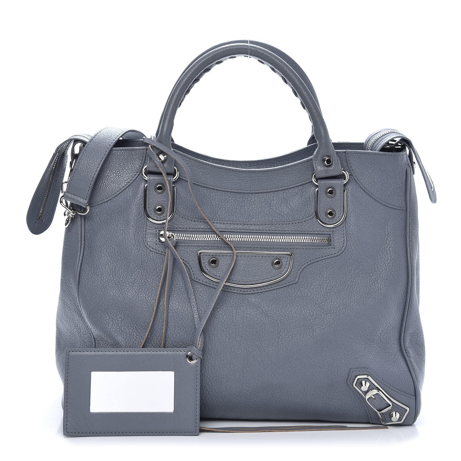 Balenciaga Chevre Silver Metallic Edge Hardware Velo Bleu Acier 1 of 12