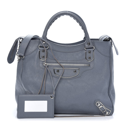 Balenciaga Chevre Silver Metallic Edge Hardware Velo Bleu Acier 1 of 12