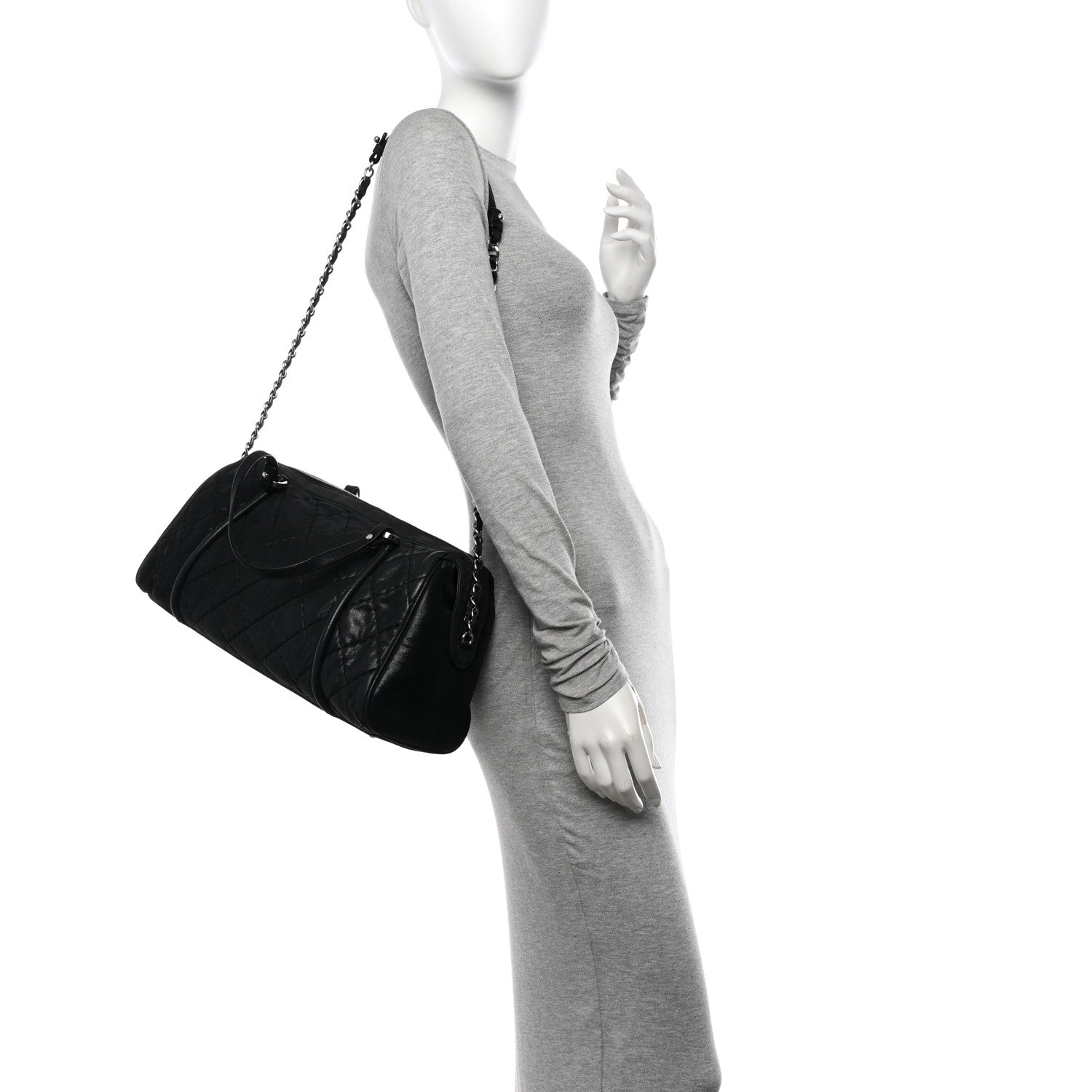 Chanel Iridescent Calfskin Quilted Relax CC Bowler Bag Black 2 of 12