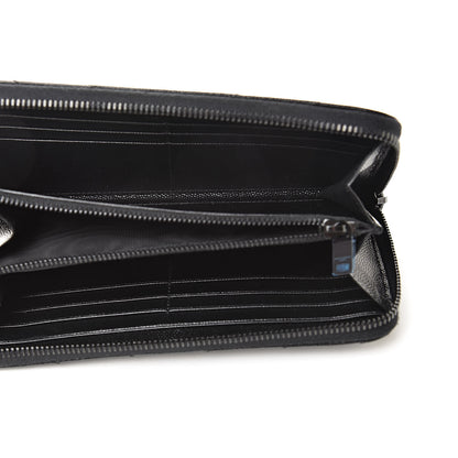 Saint Laurent Grain De Poudre Matelasse Chevron Monogram Zip Around Wallet Black 5 of 7