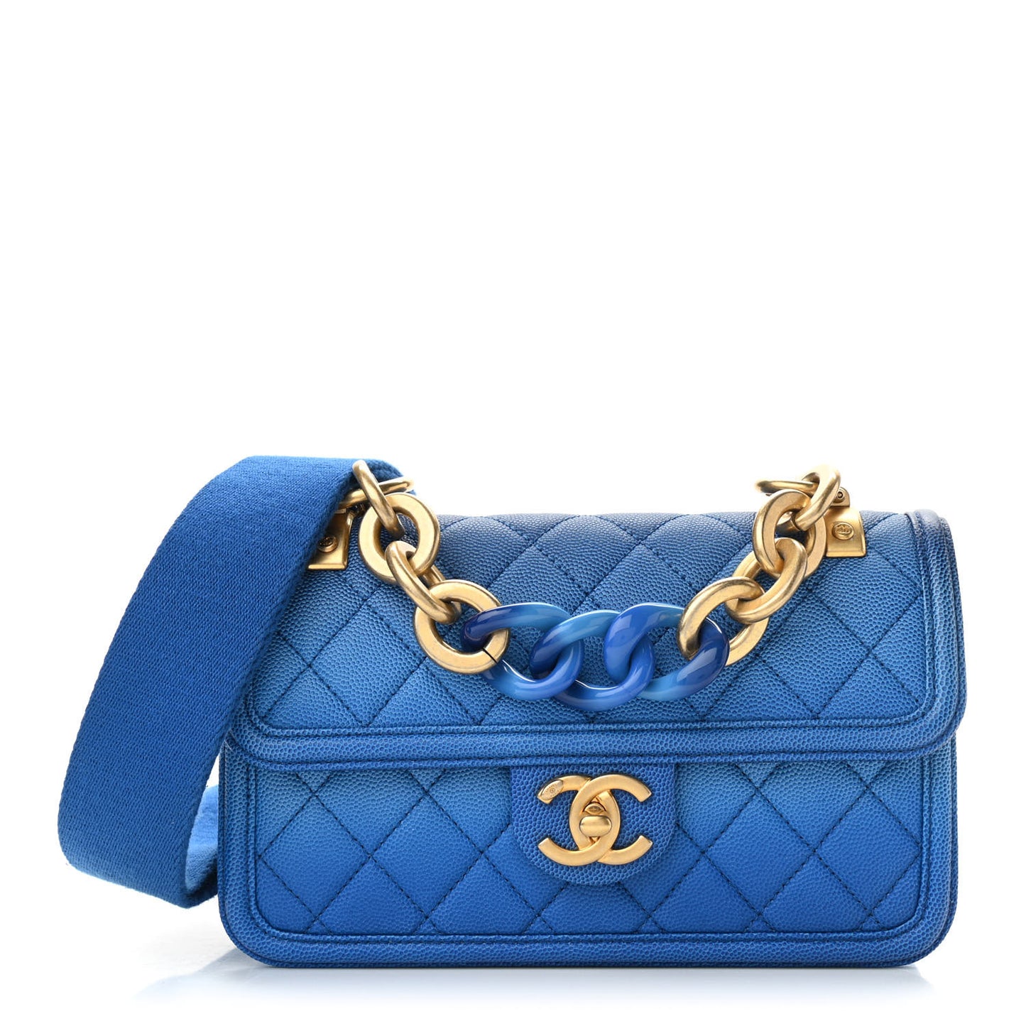 Caviar Quilted Small Sunset On The Sea Flap Blue