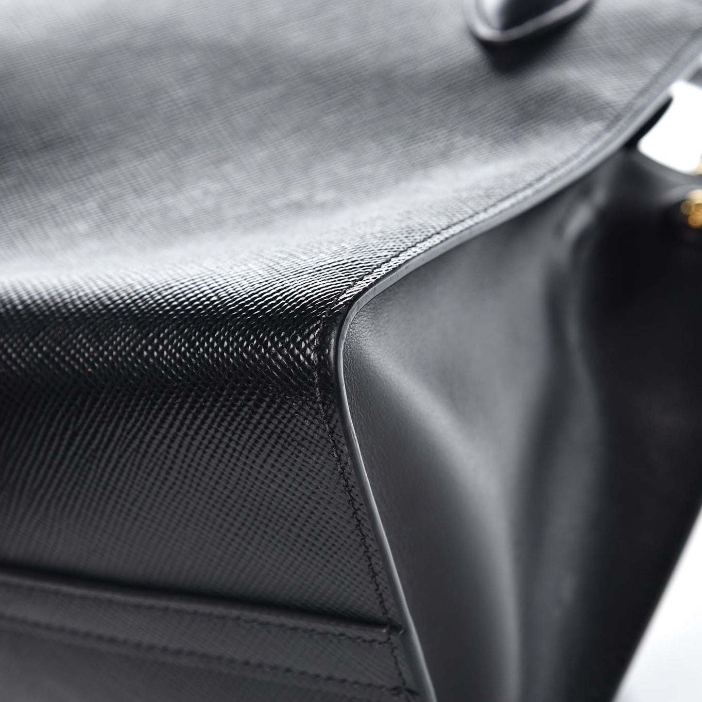 Saffiano Cuir Calfskin Small Monochrome Top Handle Tote Black