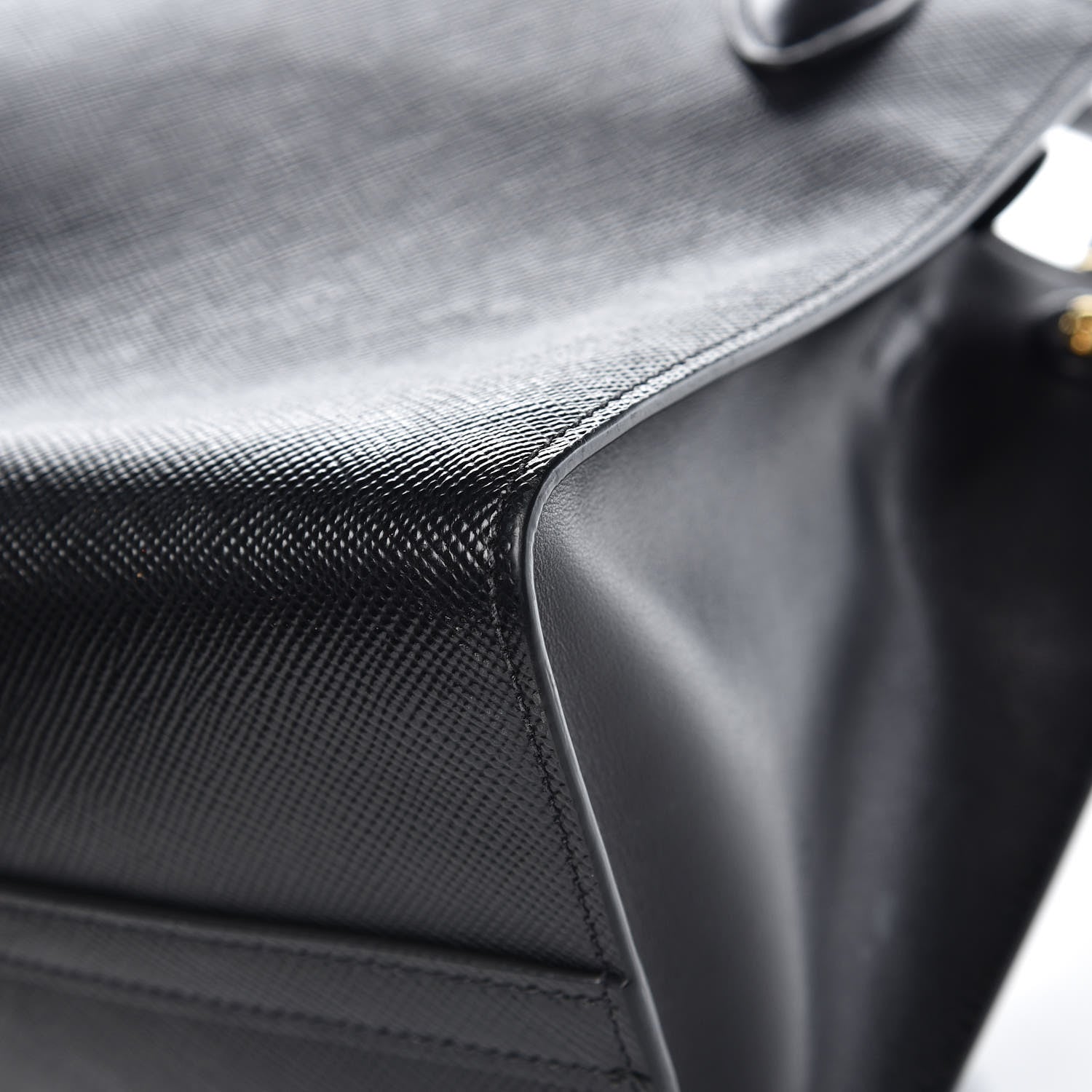 Prada Saffiano Cuir Calfskin Small Monochrome Top Handle Tote Black 8 of 11
