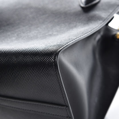 Prada Saffiano Cuir Calfskin Small Monochrome Top Handle Tote Black 8 of 11