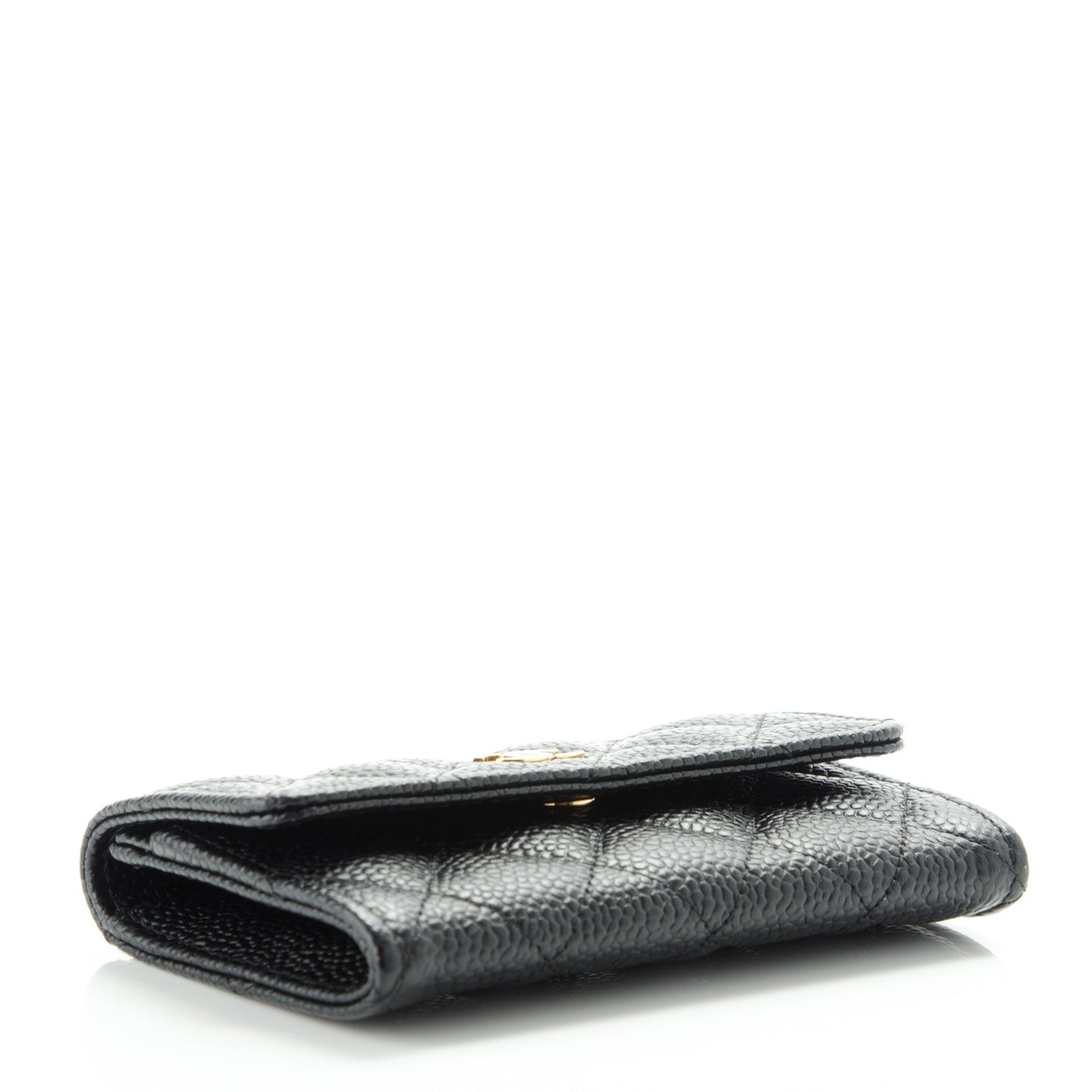 Caviar Quilted Flap Card Holder Black