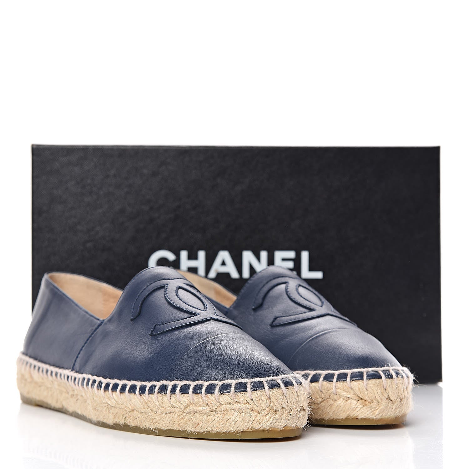 Chanel Lambskin CC Espadrilles 37 Dark Navy 13 of 13