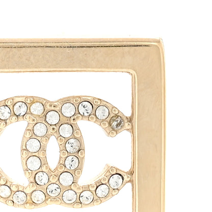 Chanel Metal Crystal Square CC Earrings Gold 6 of 7