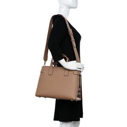 Burberry Derby Calfskin House Check Medium Banner Tote Camel 2 of 9