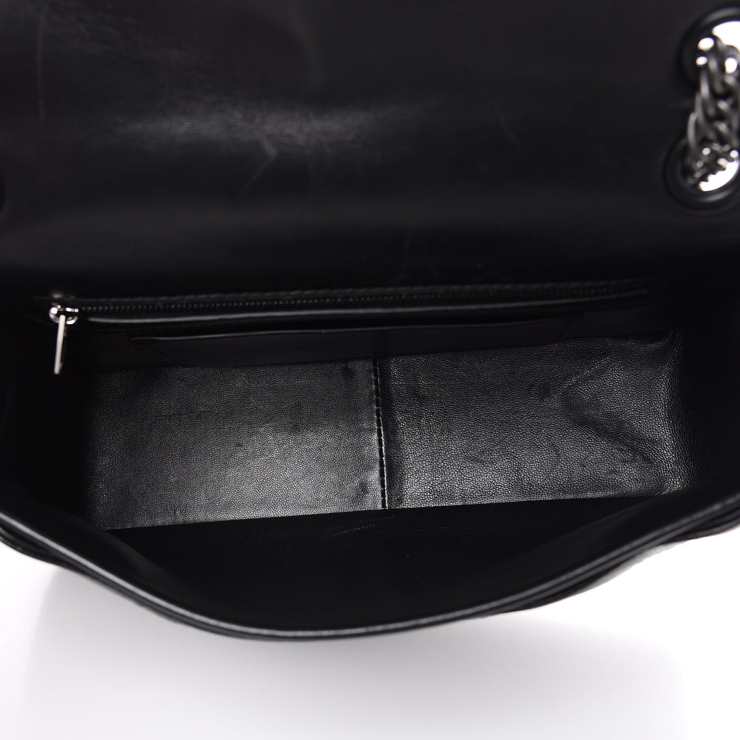 Shiny Goatksin Logo Embossed Monochrome M BB Round Shoulder Bag Black