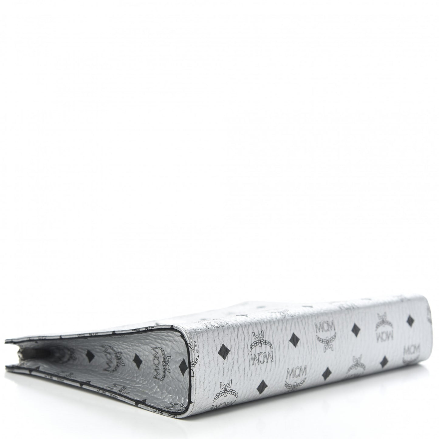 Metallic Visetos Medium Zip Pouch Silver