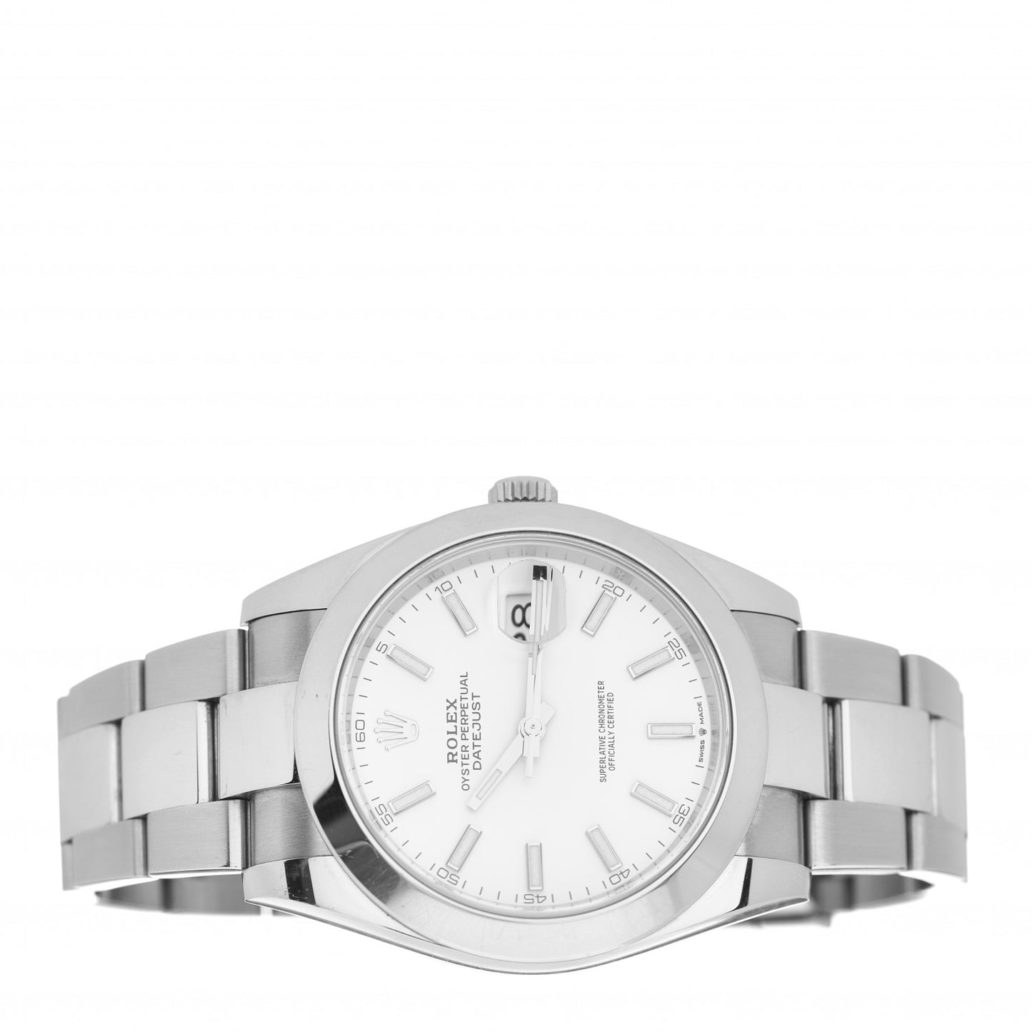 Stainless Steel 41mm Oyster Perpetual Datejust Watch White 126300