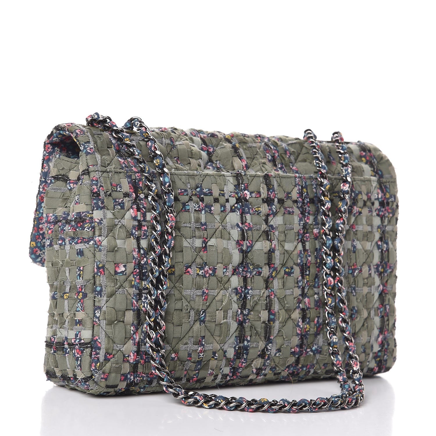 Chanel Woven Canvas Quilted Coco Cuba Flap Khaki Multicolor 3 of 11