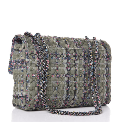 Chanel Woven Canvas Quilted Coco Cuba Flap Khaki Multicolor 3 of 11