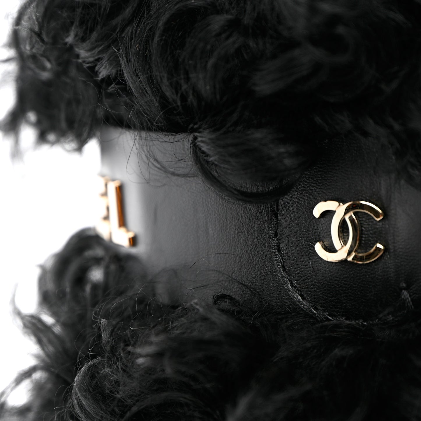 Shearling Sheepskin High Boots 38.5 Black