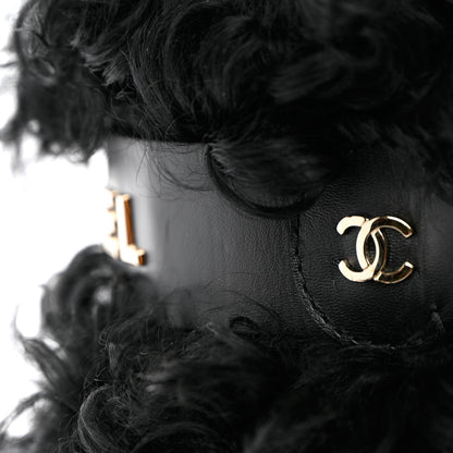 Chanel Shearling Sheepskin High Boots 38.5 Black 11 of 13