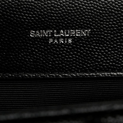 Saint Laurent Grain De Poudre Textured Mixed Matelasse Triquilt Medium Monogram Satchel Black 6 of 11