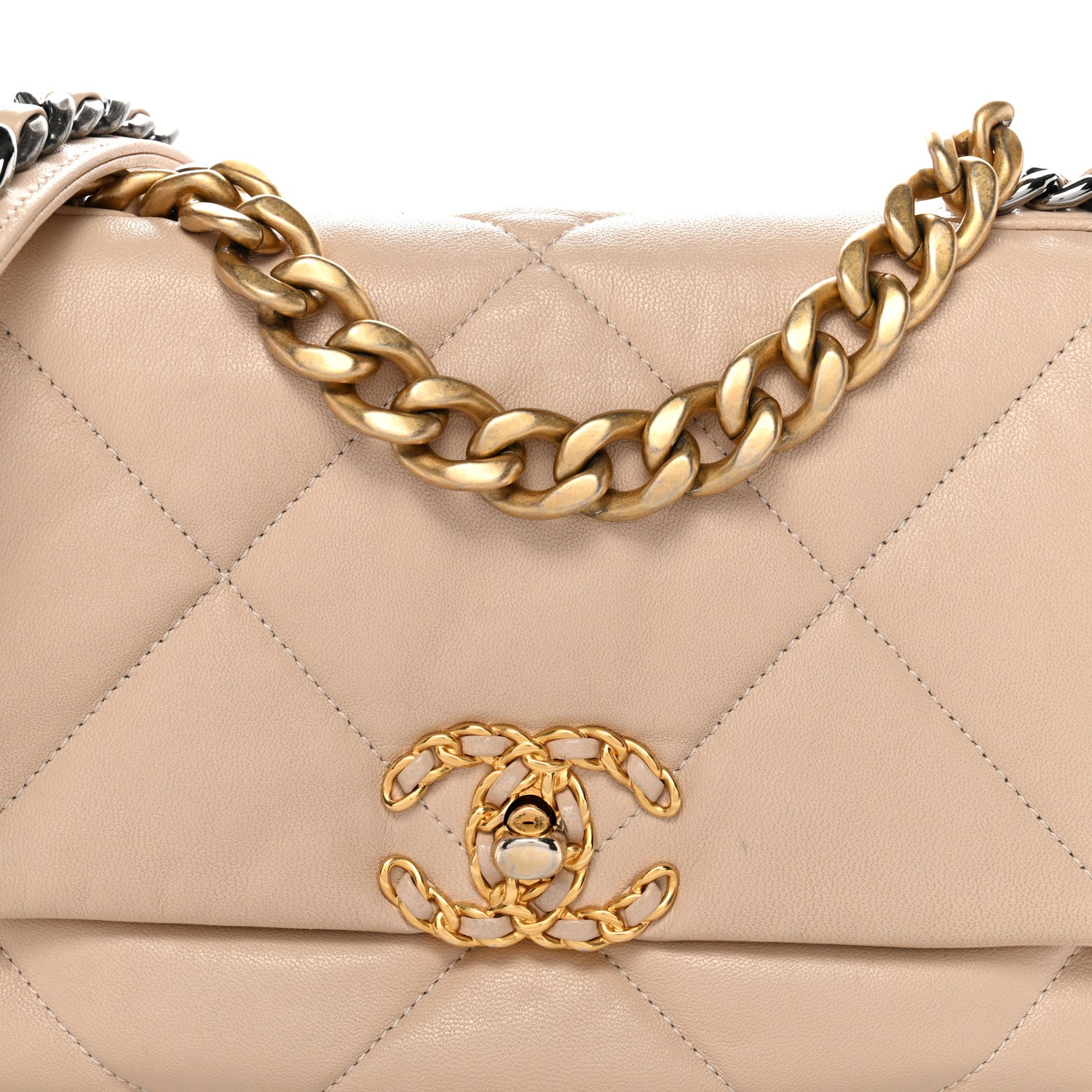 Chanel Lambskin Quilted Medium Chanel 19 Flap Beige 8 of 11