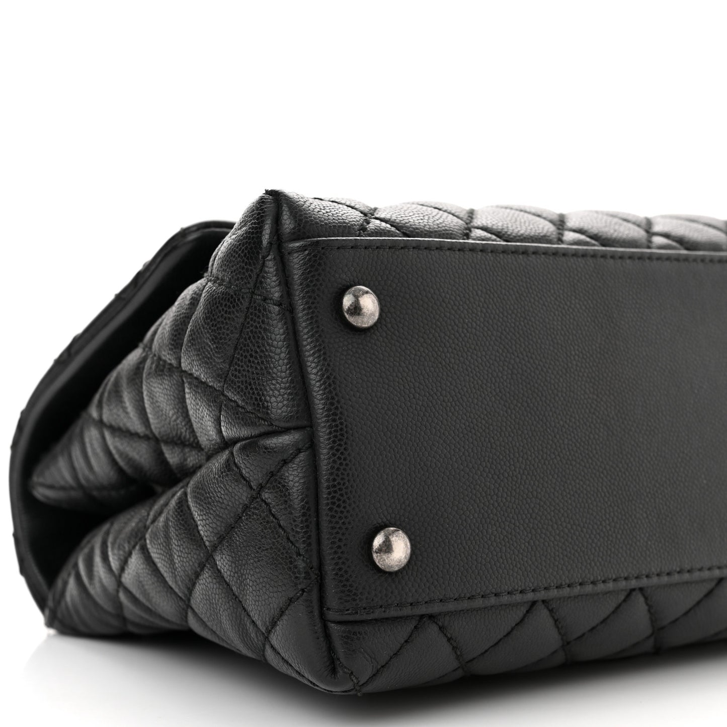 Caviar Quilted Small Coco Handle Flap Black