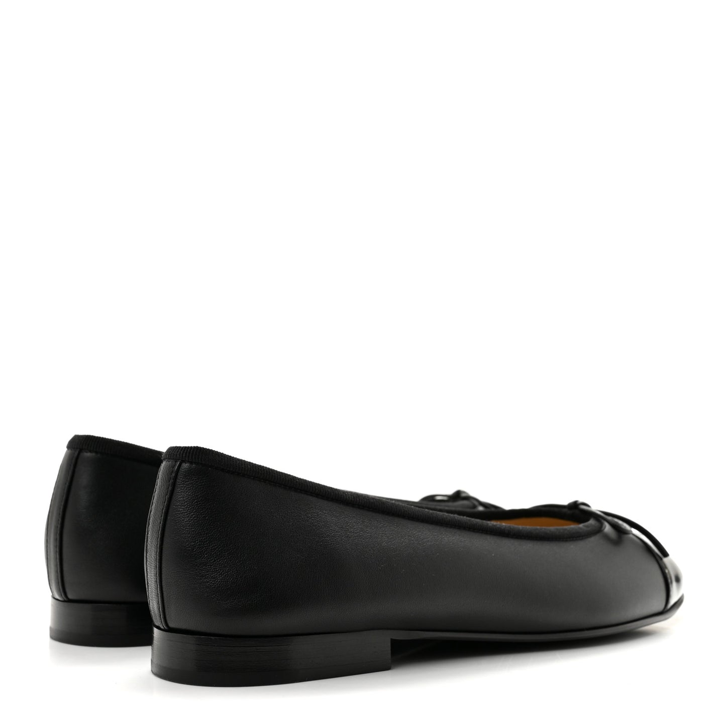 Lambskin Patent Cap Toe Ballerina Flats 37.5 Black