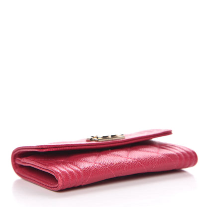Chanel Caviar Quilted Boy Card Holder Wallet Fuchsia 4 of 9