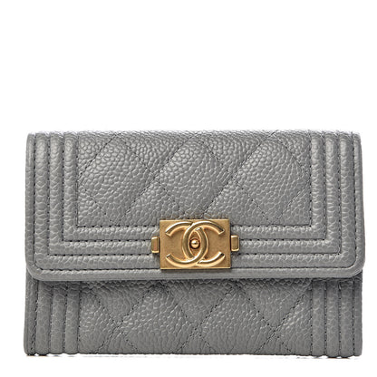Chanel Caviar Quilted Boy Flap Card Holder Flap Grey 1 of 9