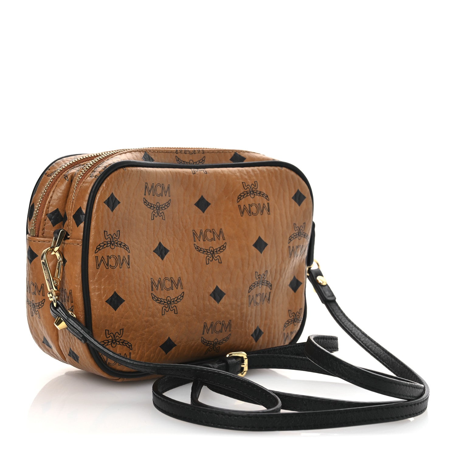 MCM Visetos Mini Camera Crossbody Bag Cognac 3 of 12