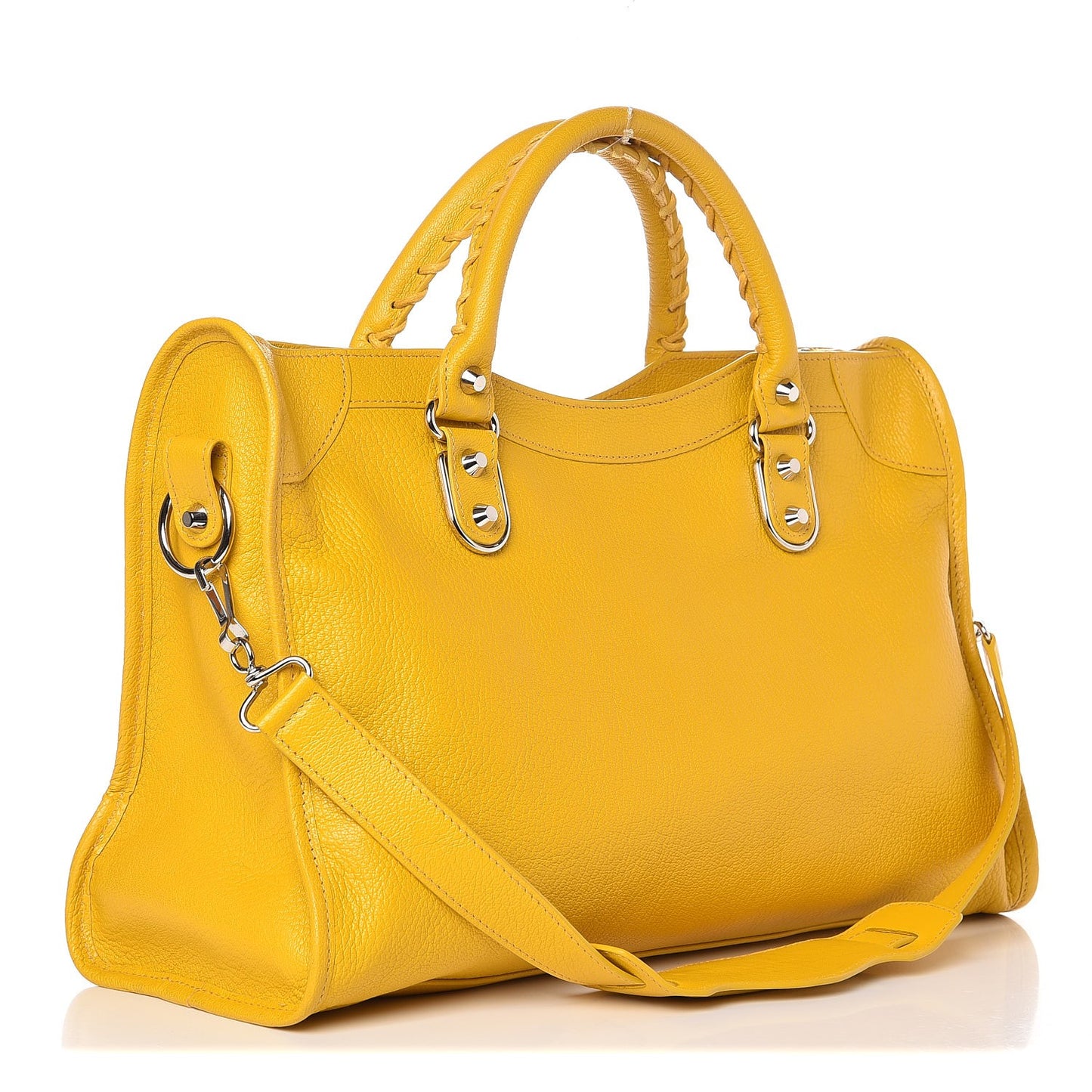 Chevre Silver Metallic Edge Hardware City Jaune Epi