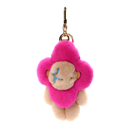 Louis Vuitton Mink Fur Vivienne Vision Bag Charm Key Holder Pink Beige 1 of 4