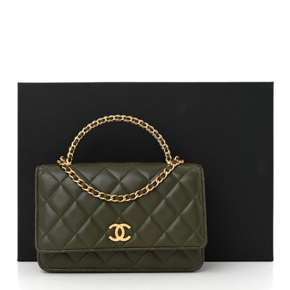 Chanel Lambskin Quilted Pick Me Up Wallet On Chain WOC Green 12 of 12
